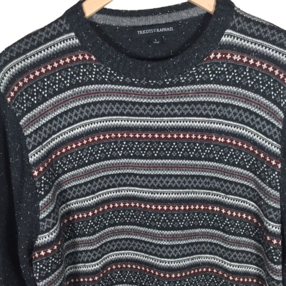 Tricots St Raphael Grandpa Core Sweater Fairisle Crewneck Cozy Warm Sz. L - Picture 3 of 8